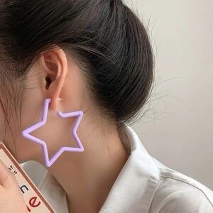 Purple Star Hoop Earrings